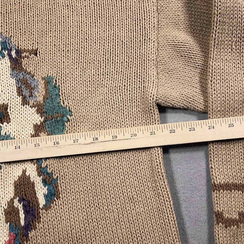 VTG Ann Taylor Sweater Women M Beige Floral Tapestry Knit Grannycore Cottagecore - Picture 6 of 9